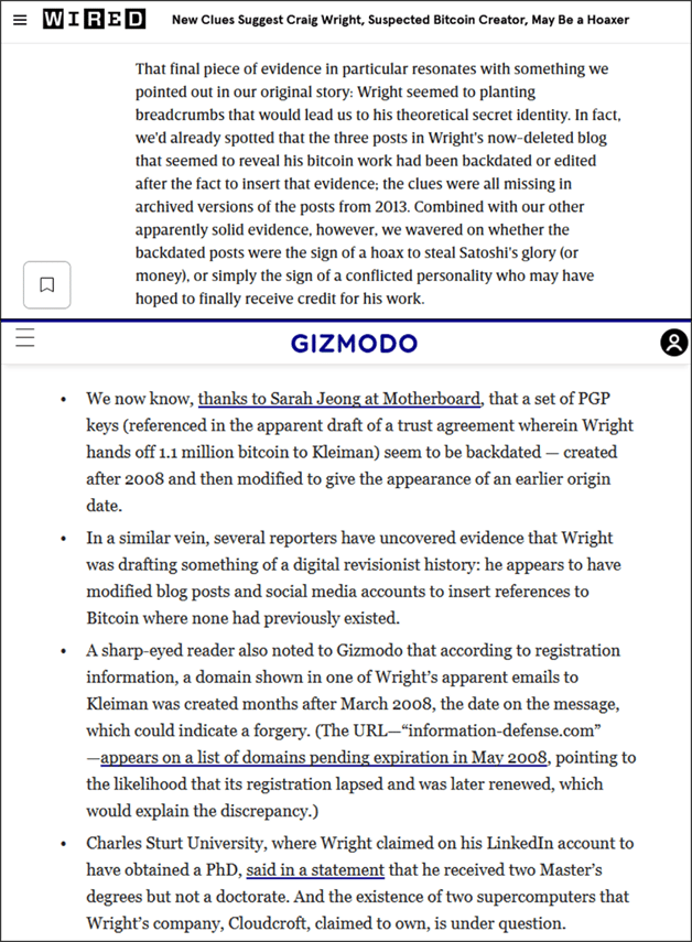 3 days after their scoop, Wired and Gizmodo alleged that they were possible targets of an elaborate hoax