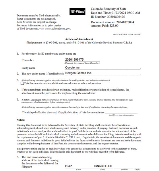 Archivo pdf alojado en: https://www.sos.state.co.us/biz/ViewImage.do?masterFileId=20201896475&fileId=20241076094