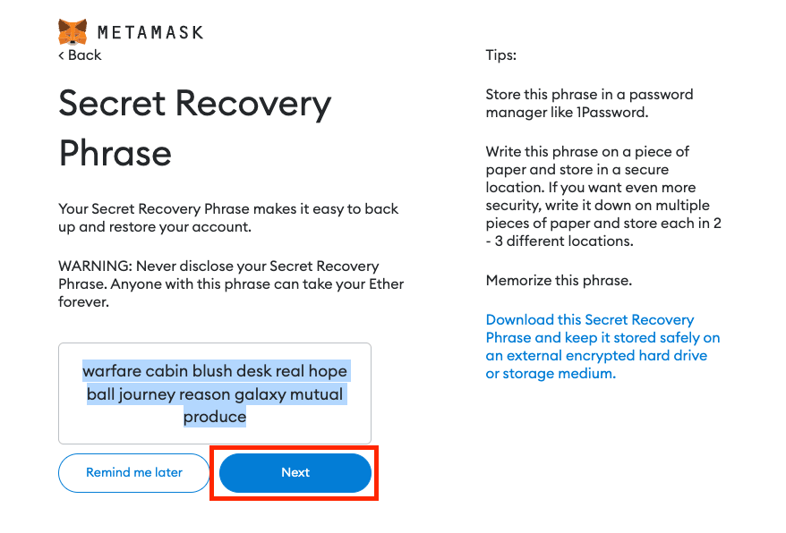 Secret Recovery Phase