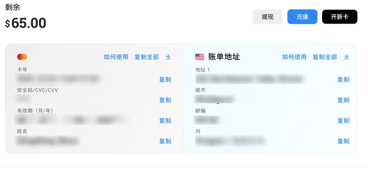 虚拟卡信息