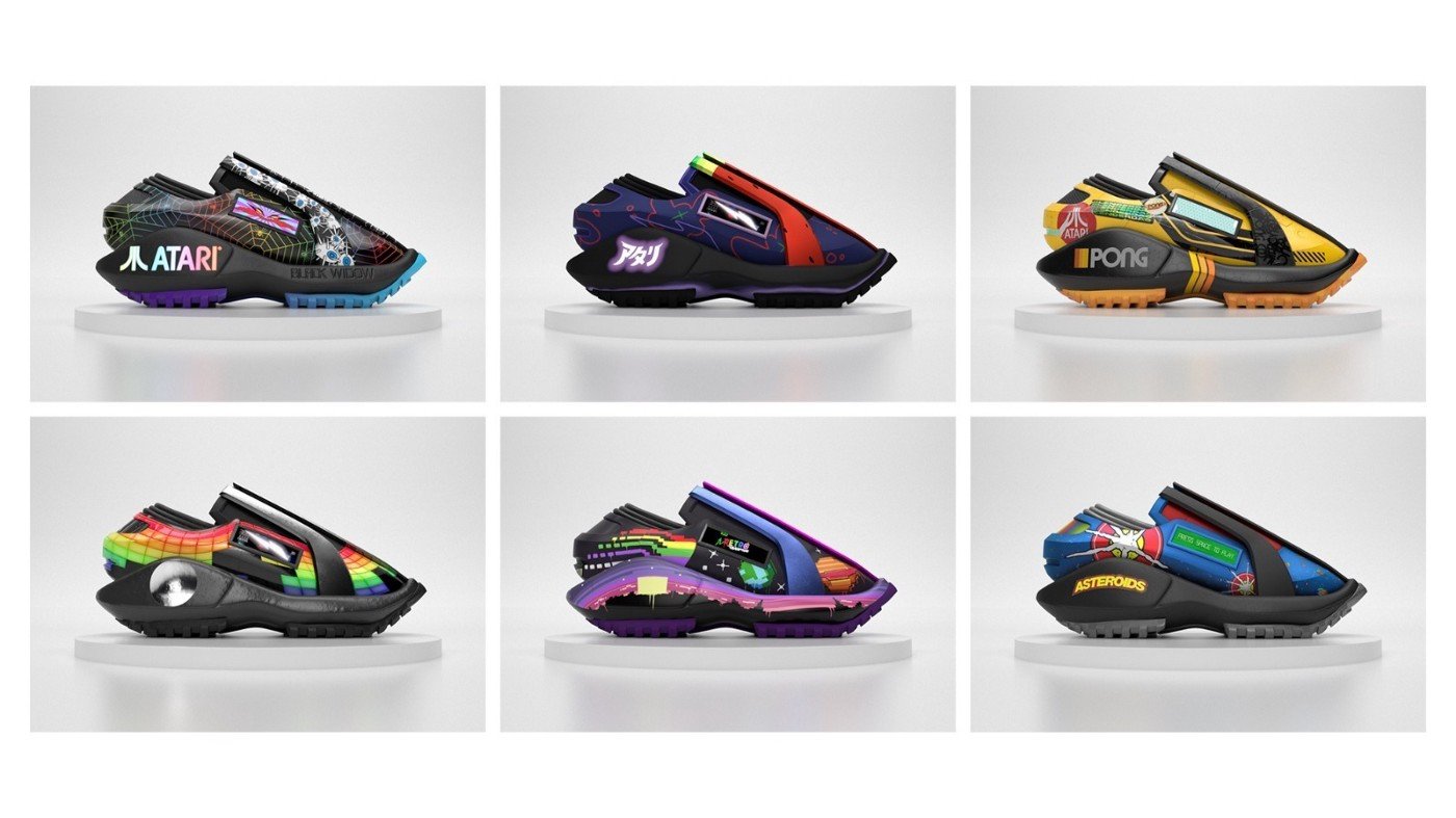 The six Artist Editions of ATARI sneakers.
