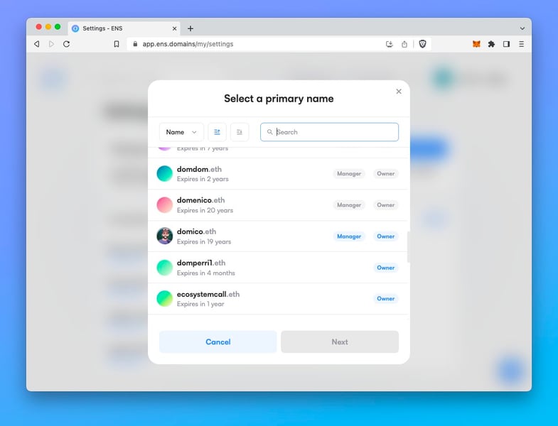 Updated primary name flow
