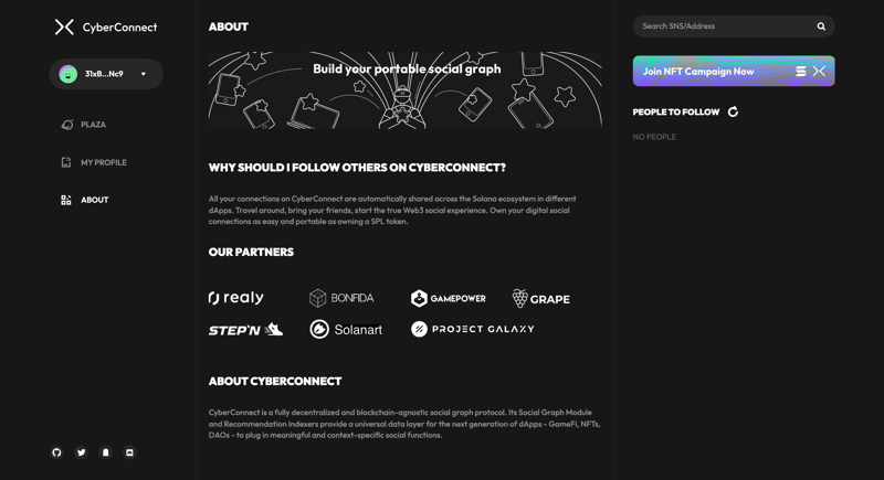 CyberConnect Solana Webapp About Page