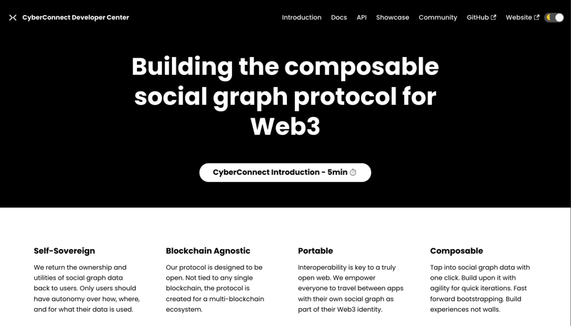 The brand-new CyberConnect Developer Centre landing page
