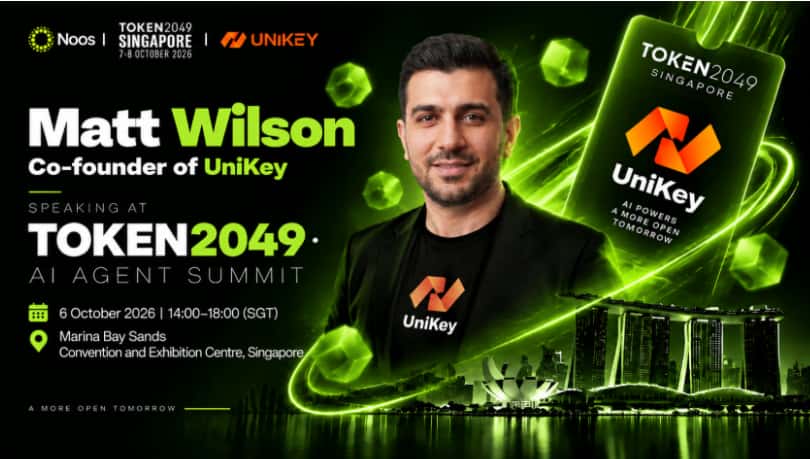 Cover image for Shining at TOKEN2049 Singapore: AI Access Network UniKey Becomes Official Partner of AI Agent Summit, Co-Founder Matt Wilson to Deliver Keynote Speech